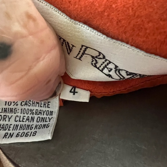 Vintage 1980s Mary Ann Restivo Persimmon Orange Wool and Cashmere Blazer  Sz 4 - Picture 9 of 12